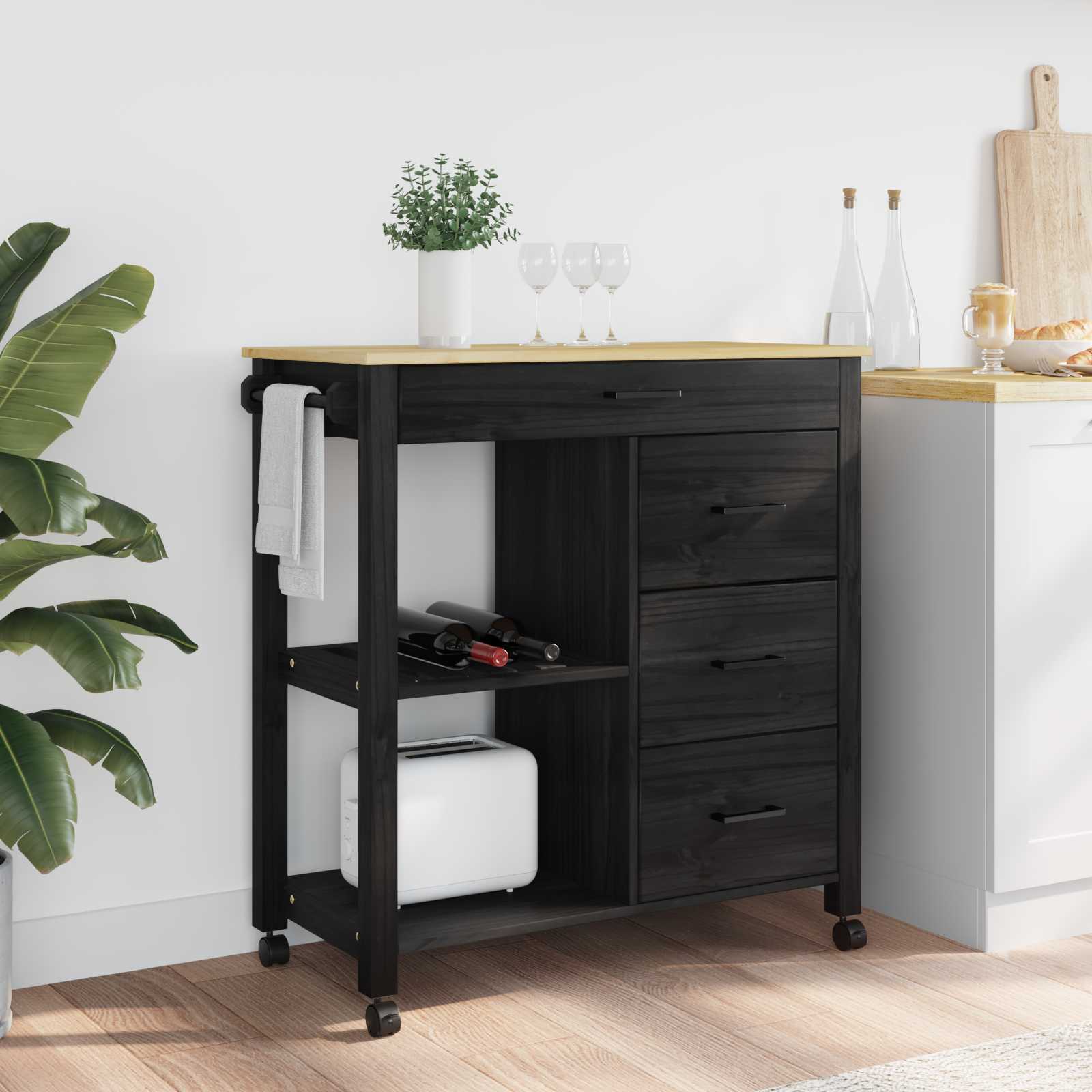 Carro de Cocina MONZA Negro 84 x 40 x 88,5 cm