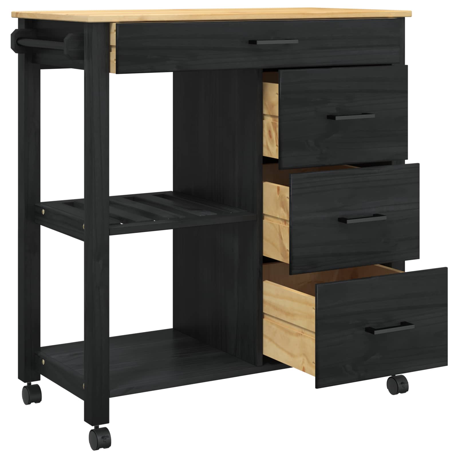 Carro de Cocina MONZA Negro 84 x 40 x 88,5 cm