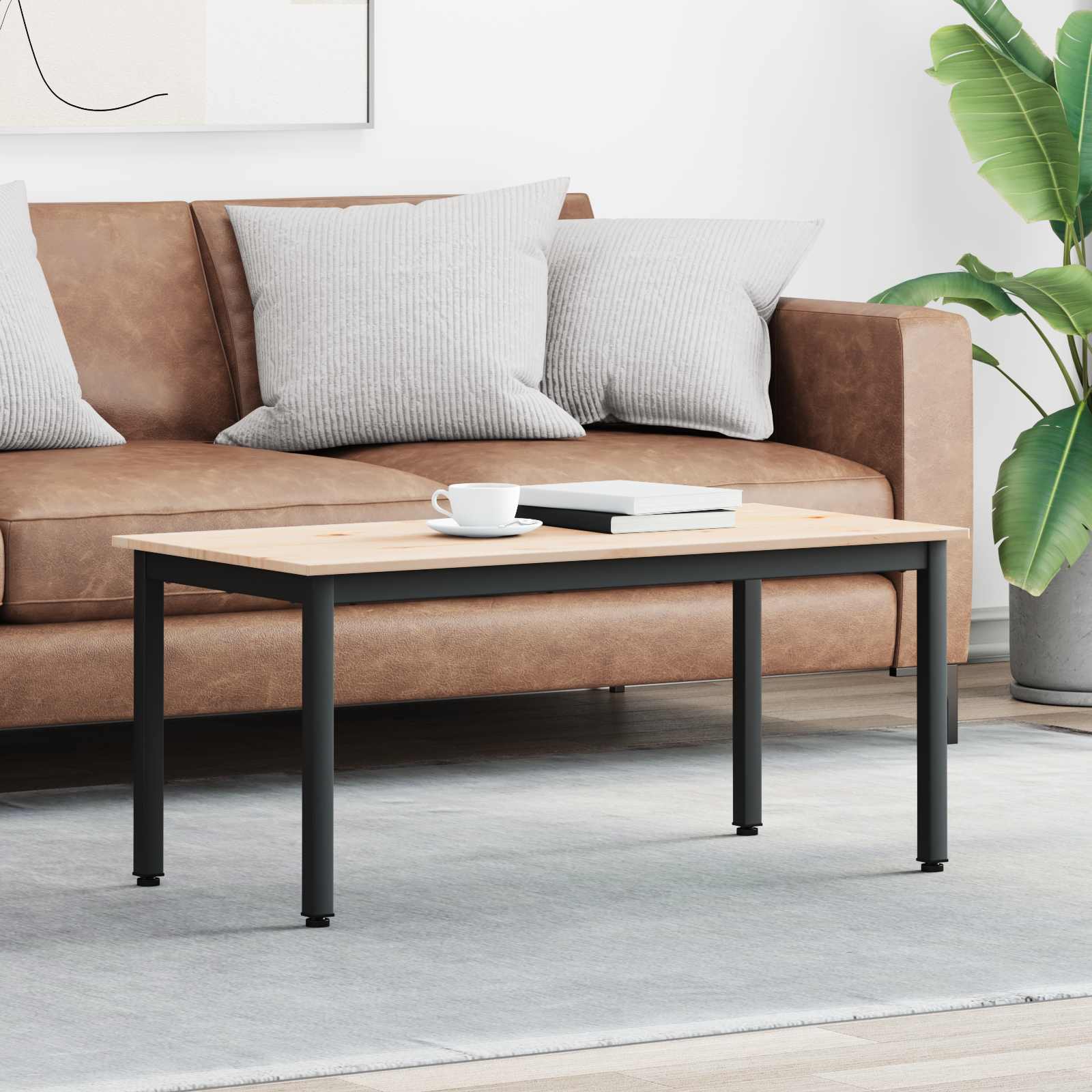 Natural Coffee Table 100 x 100 x 45 cm Solid Pine Wood