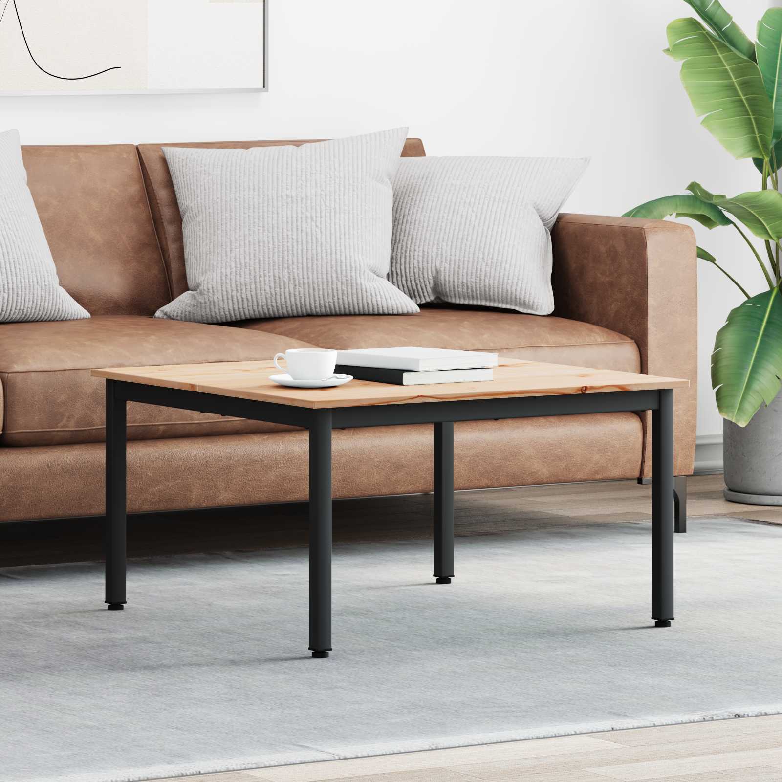 Natural Coffee Table 100 x 100 x 45 cm Solid Pine Wood