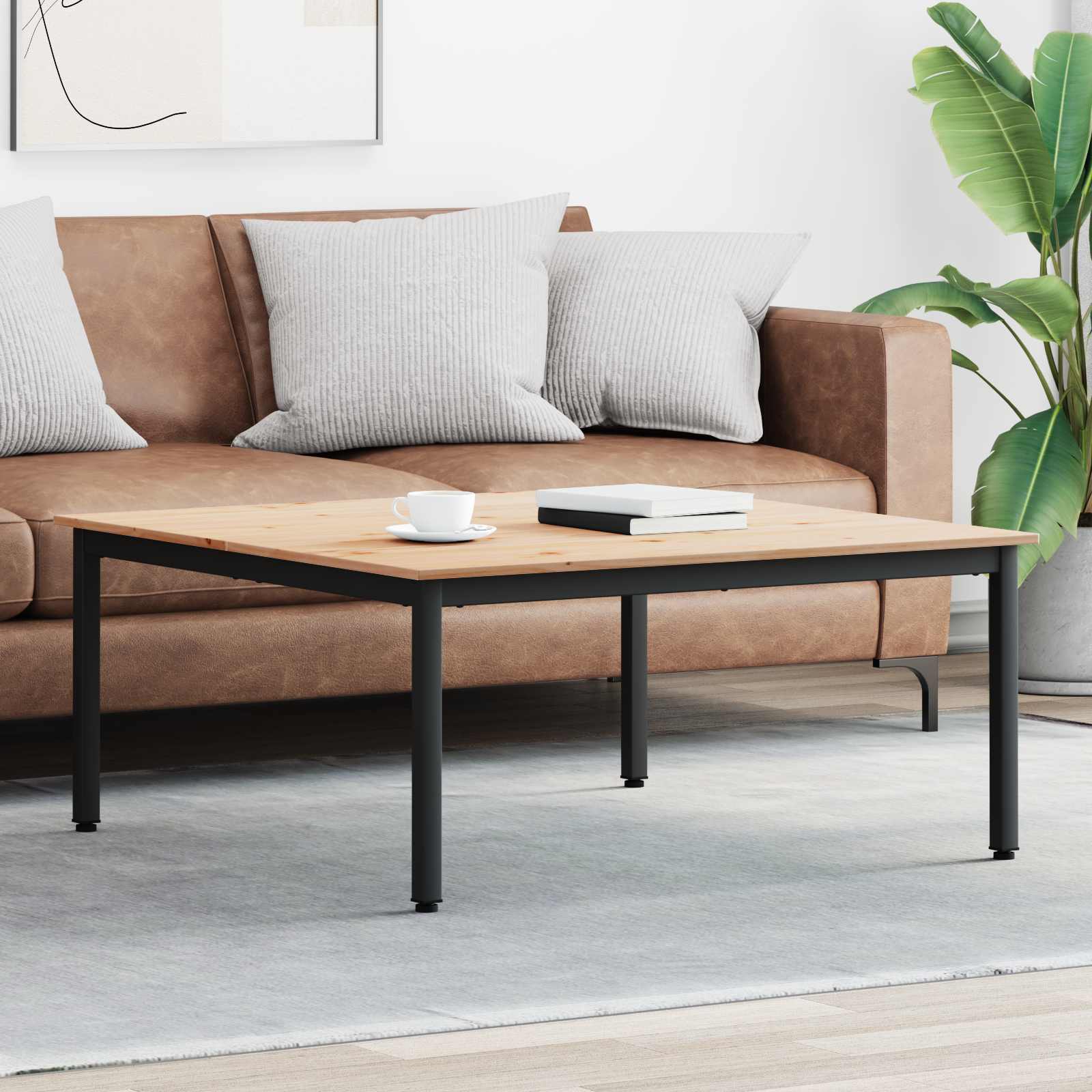 Mesa de Café Natural 100 x 100 x 45 cm Madera de pino macizo