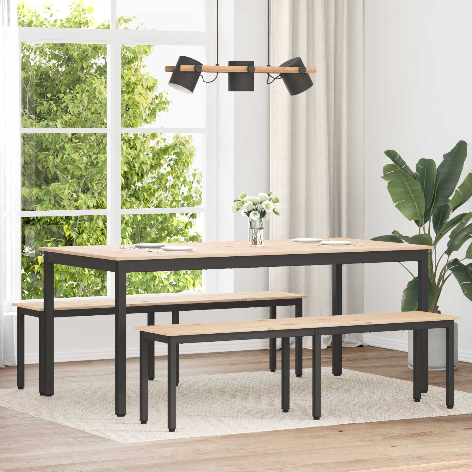 Banco Natural 110 x 35 x 45 cm Madera de pino macizo