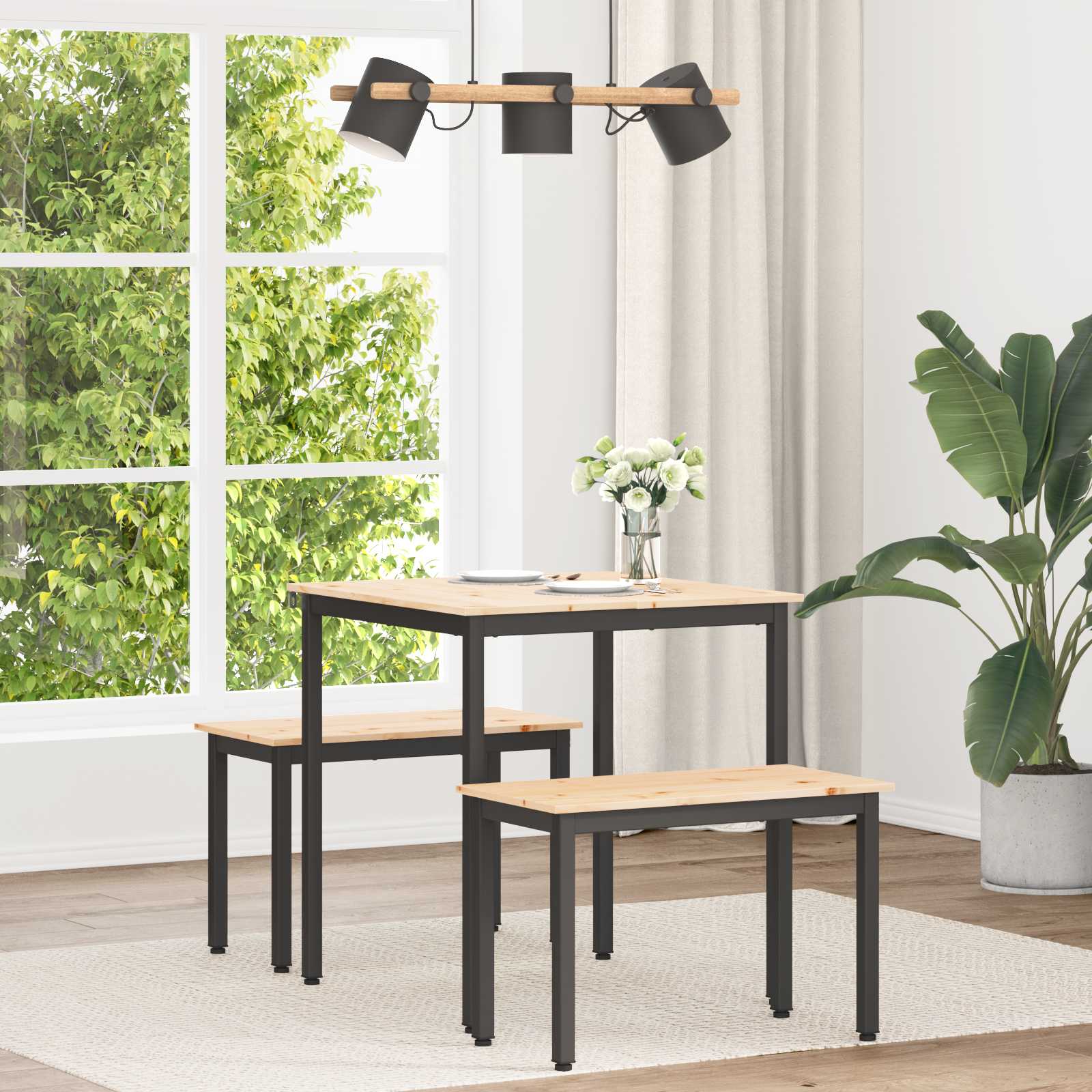 Mesa de Comedor Natural 110 x 110 x 75 cm Madera de pino macizo