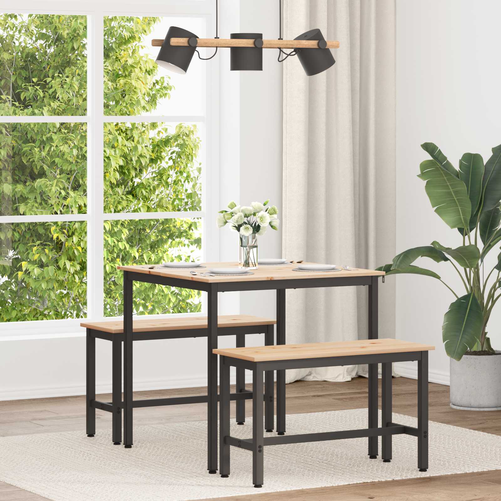 Mesa de Comedor Natural 110 x 110 x 75 cm Madera de pino macizo
