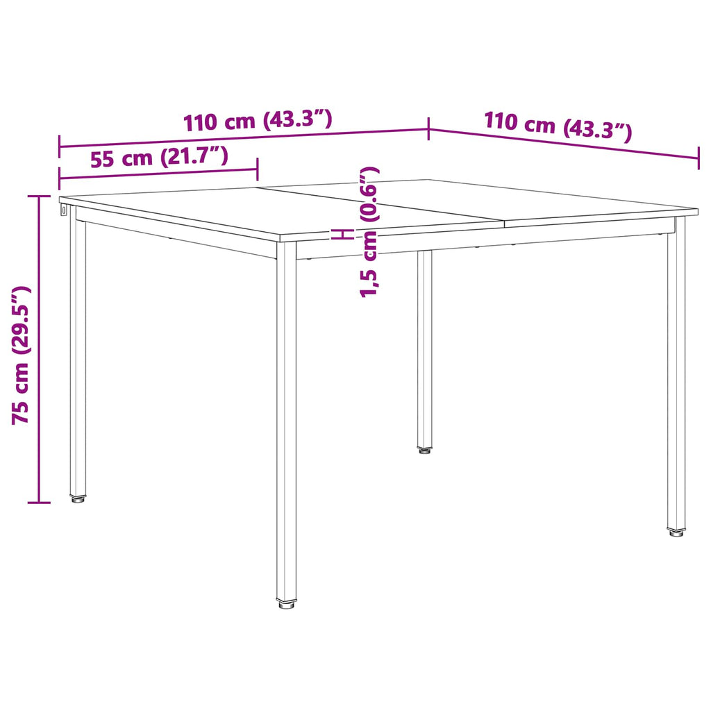 Mesa de Comedor Natural 110 x 110 x 75 cm Madera de pino macizo