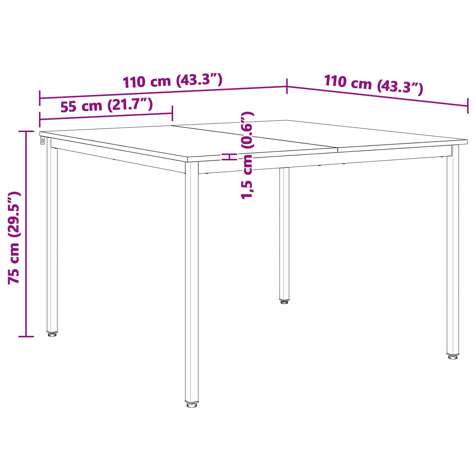 Mesa de Comedor Natural 110 x 110 x 75 cm Madera de pino macizo
