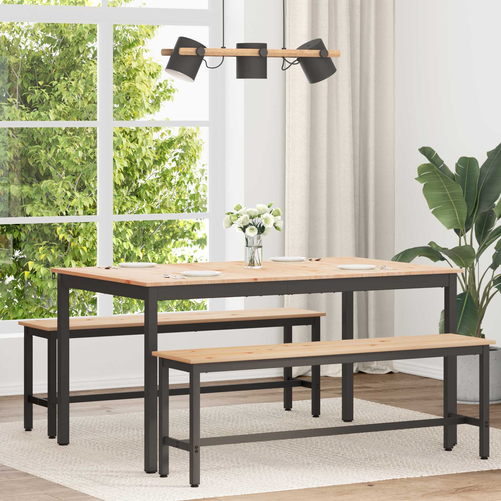 Mesa de Comedor Natural 110 x 110 x 75 cm Madera de pino macizo