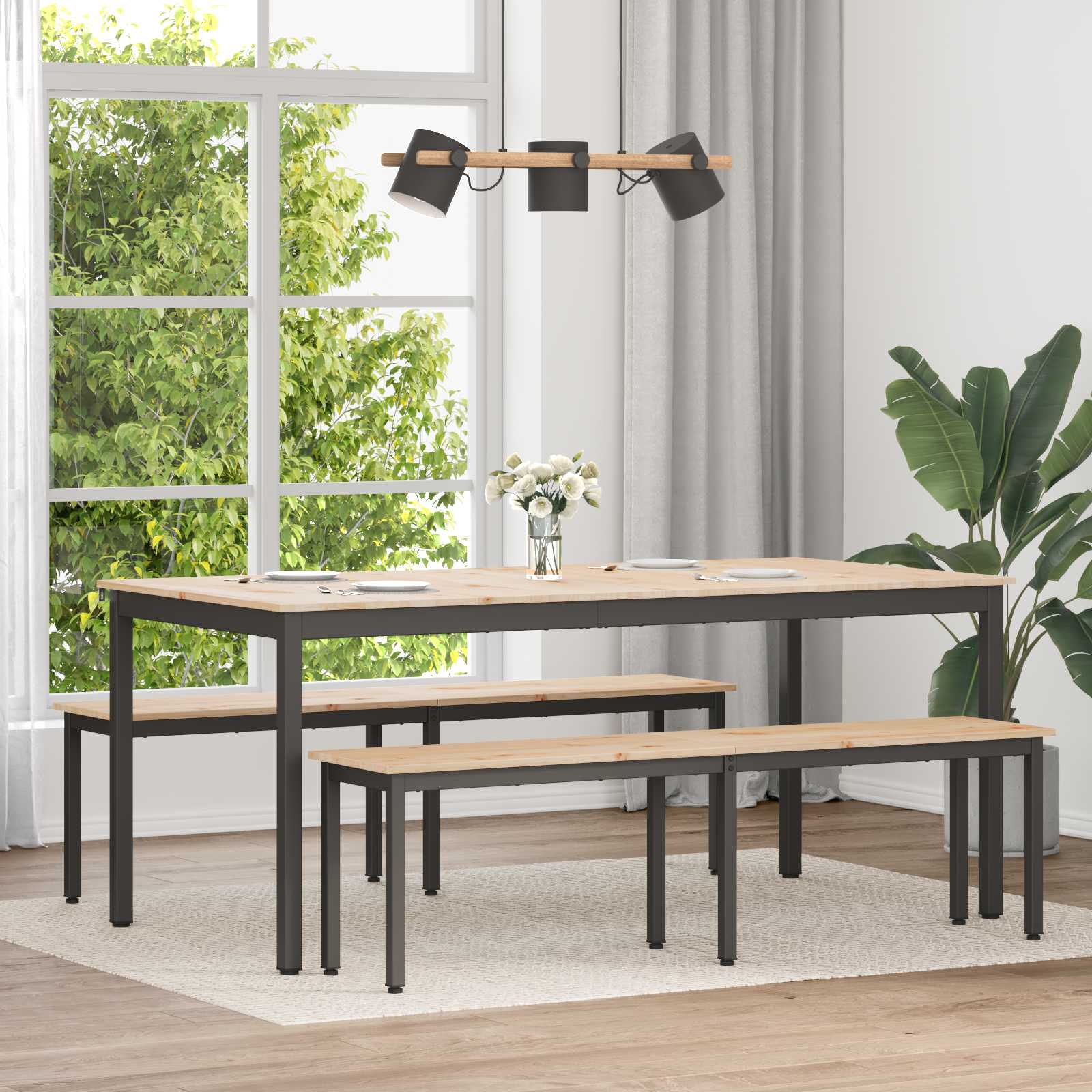 Mesa de Comedor Natural 110 x 110 x 75 cm Madera de pino macizo