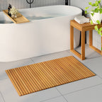 Alfombrilla de baño Marrón 100 x 60 cm Madera de Acacia Sólida