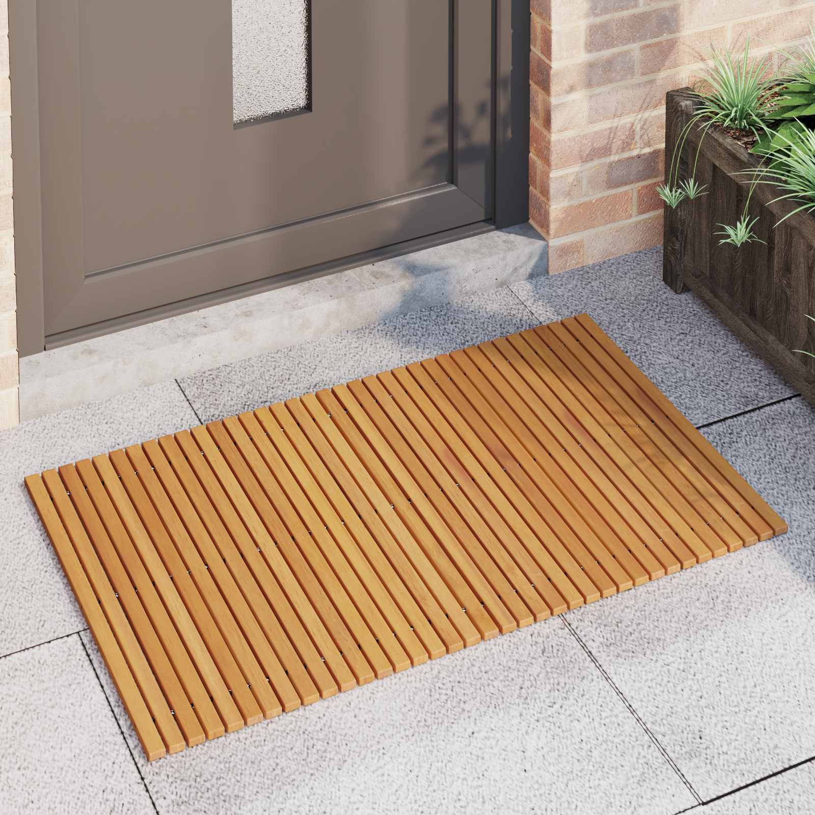 Alfombrilla de baño Marrón 100 x 60 cm Madera de Acacia Sólida