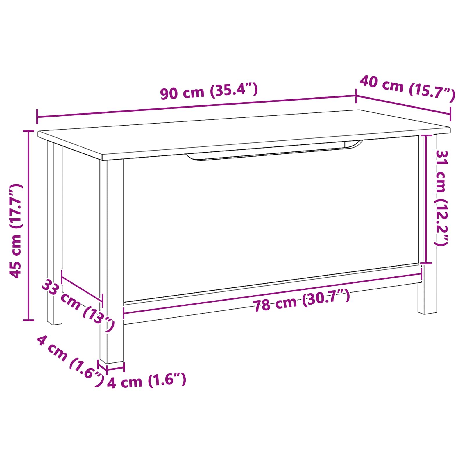 Caja de Almacenamiento HILL Marrón miel 90 x 40 x 45 cm