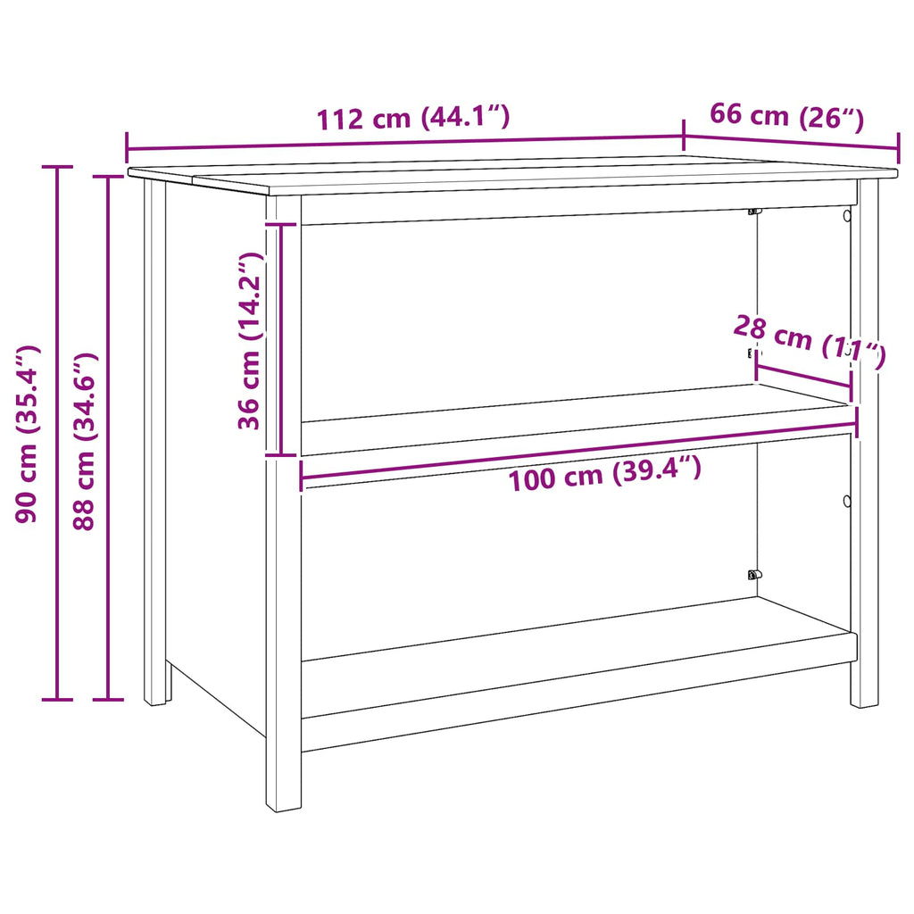 Islas de Cocina HILL 112 x 66 x 90 cm Pino macizo