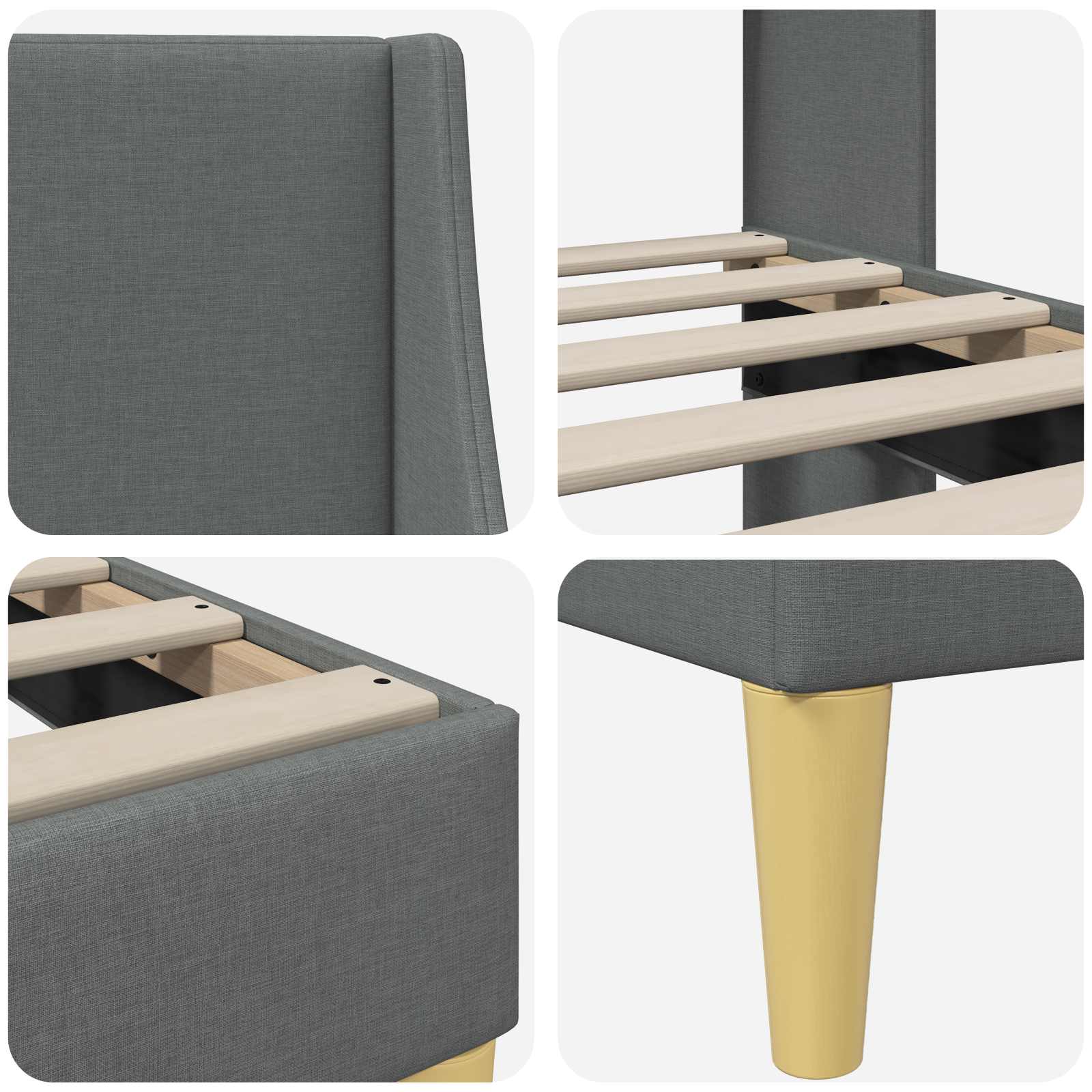 Estructura de cama Gris oscuro 180 x 200 cm Terciopelo