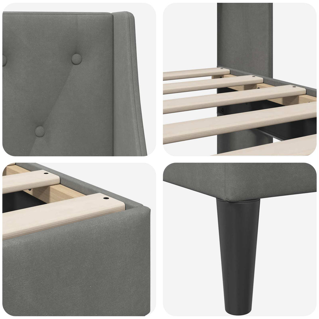 Estructura de cama Gris oscuro 180 x 200 cm Terciopelo