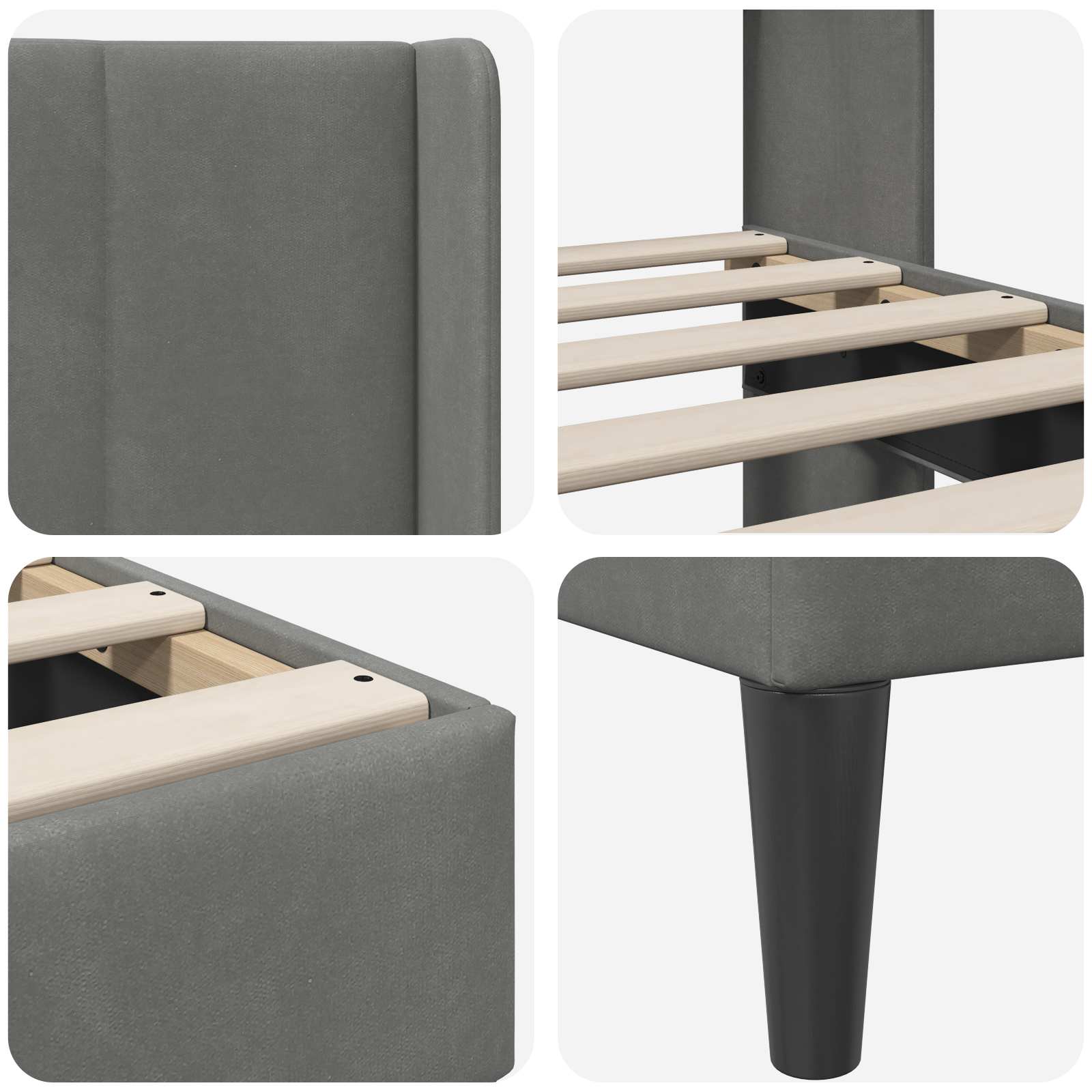 Estructura de cama Gris oscuro 180 x 200 cm Terciopelo