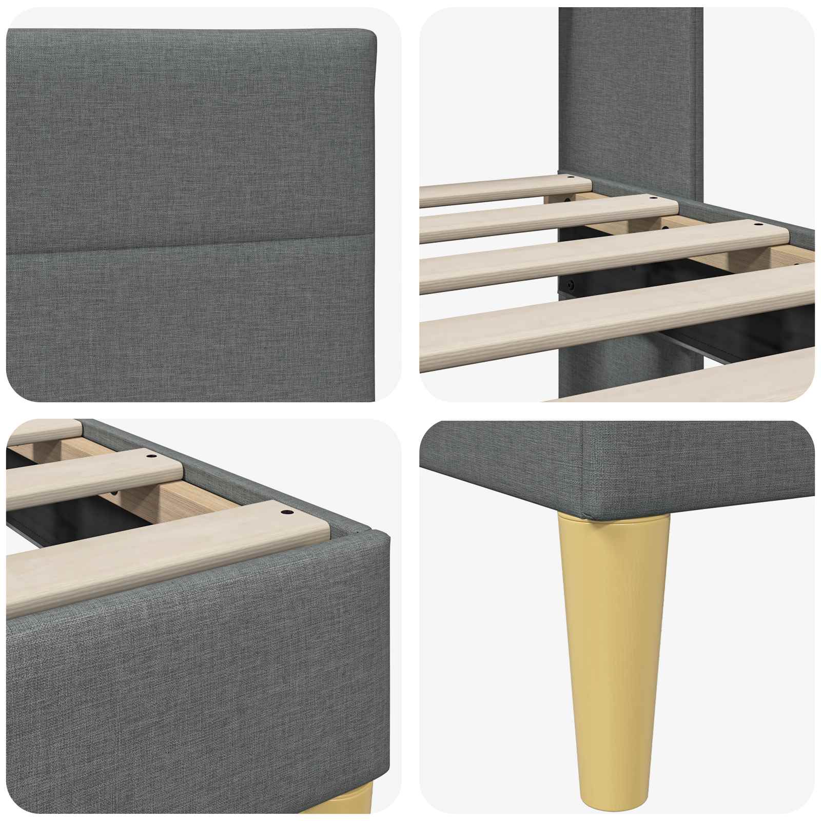 Estructura de cama con cabecera Gris oscuro 180 x 200 cm Tela