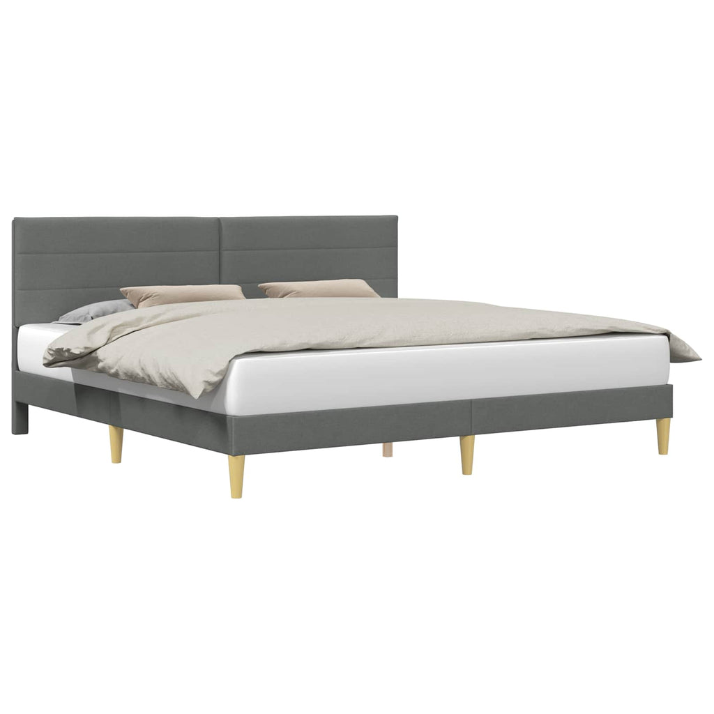 Estructura de cama con cabecera Gris oscuro 180 x 200 cm Tela