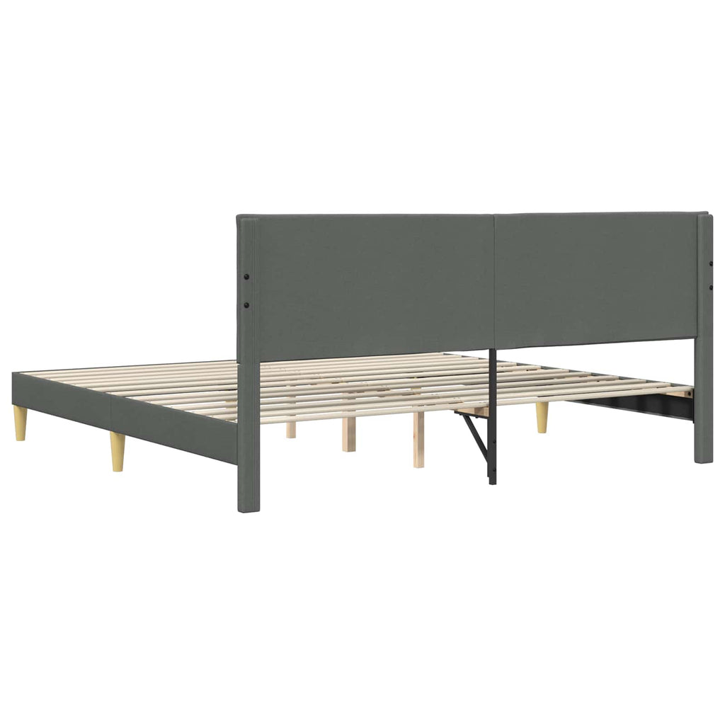 Estructura de cama con cabecera Gris oscuro 180 x 200 cm Tela