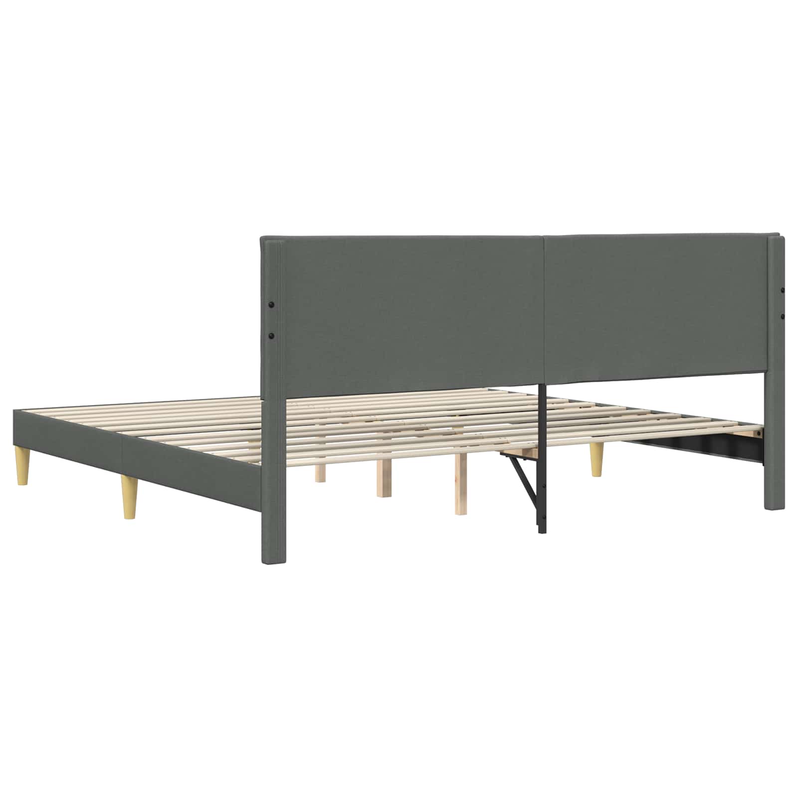 Estructura de cama con cabecera Gris oscuro 180 x 200 cm Tela