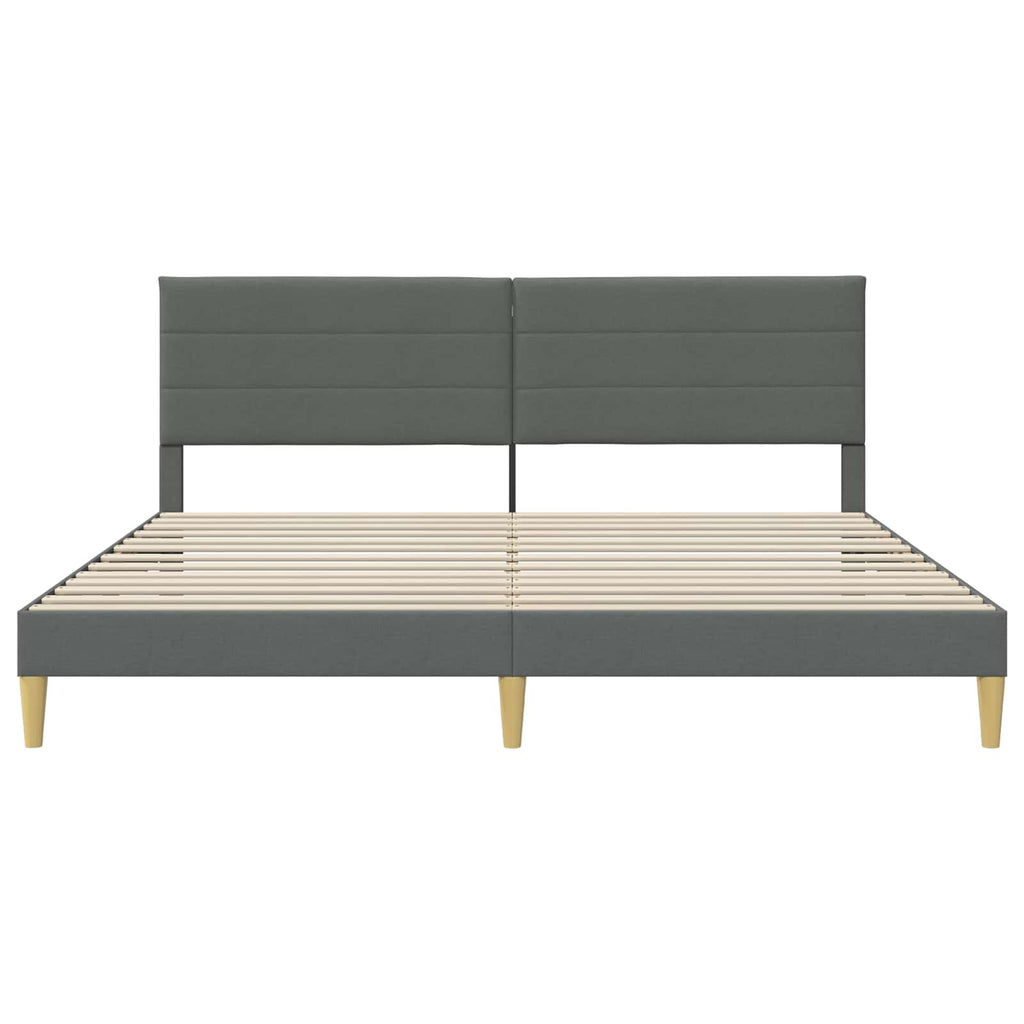 Estructura de cama con cabecera Gris oscuro 180 x 200 cm Tela
