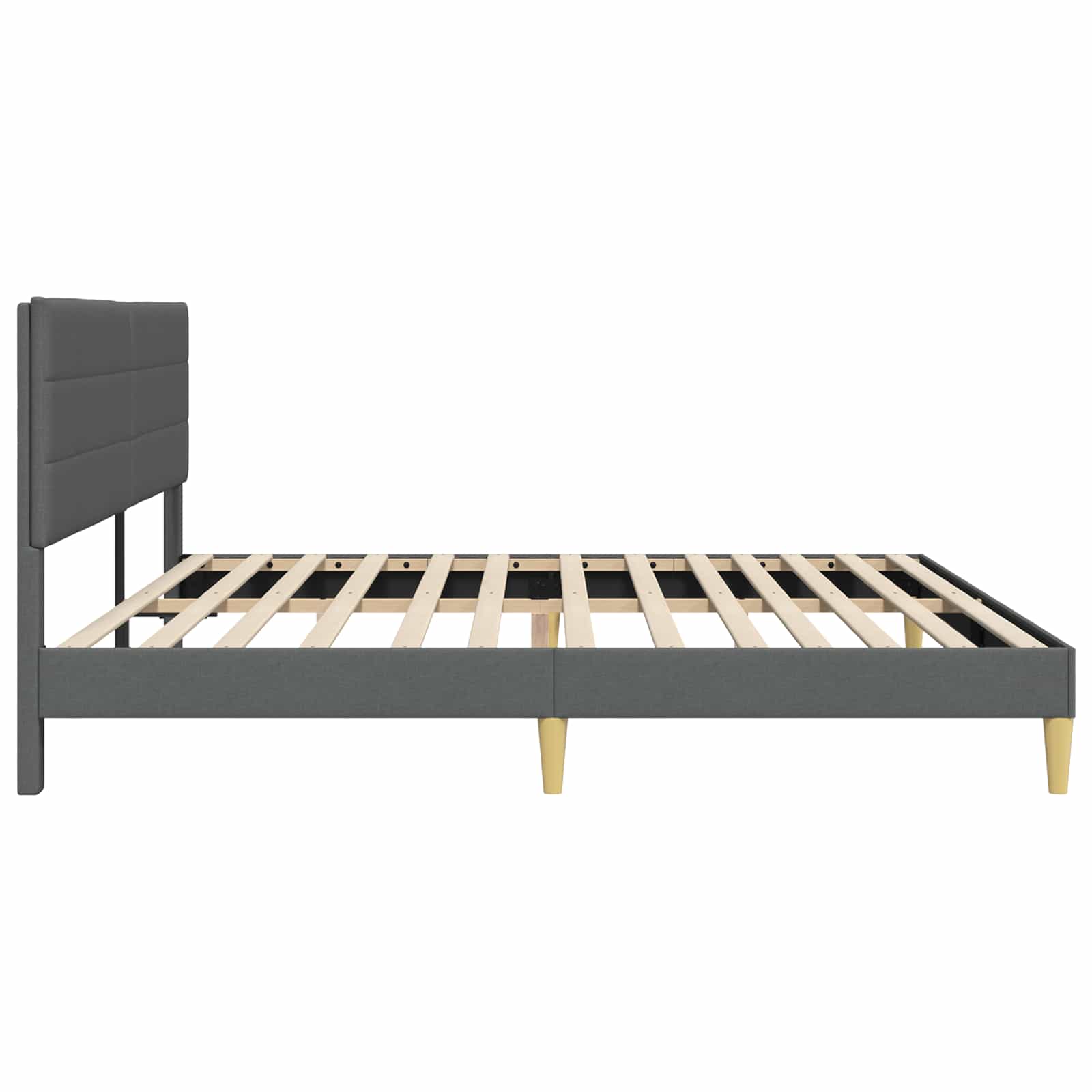 Estructura de cama con cabecera Gris oscuro 180 x 200 cm Tela