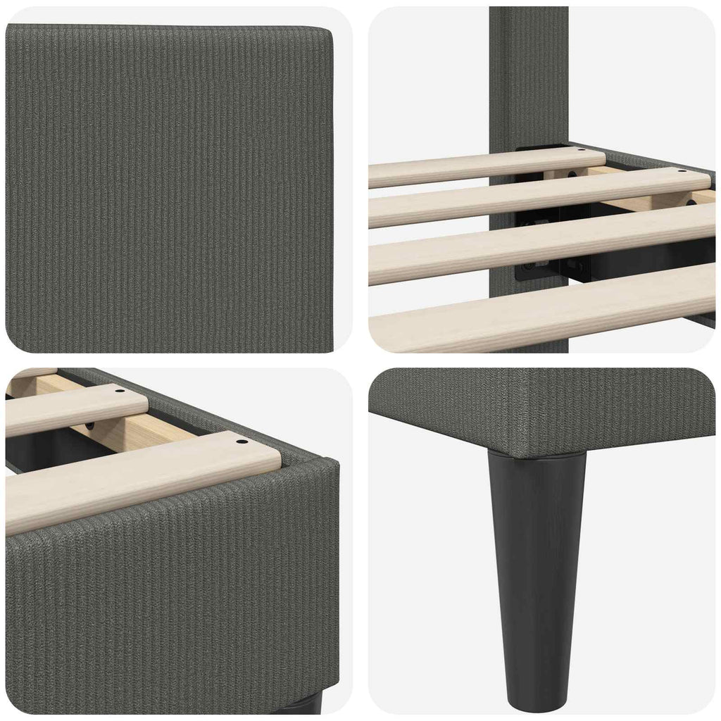 Estructura de cama Gris oscuro 180 x 200 cm Tela de Pana