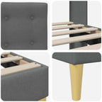 Estructura de cama con cabecera Gris oscuro 180 x 200 cm Tela