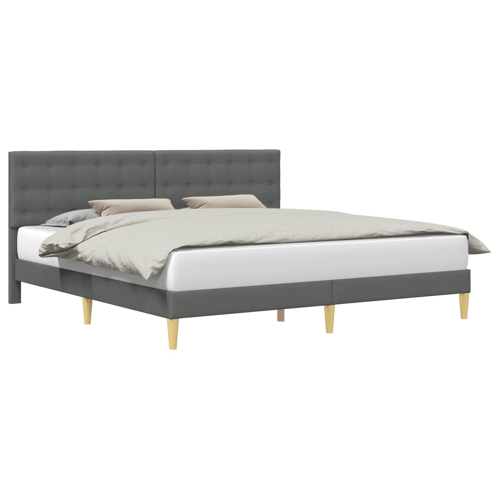 Estructura de cama con cabecera Gris oscuro 180 x 200 cm Tela