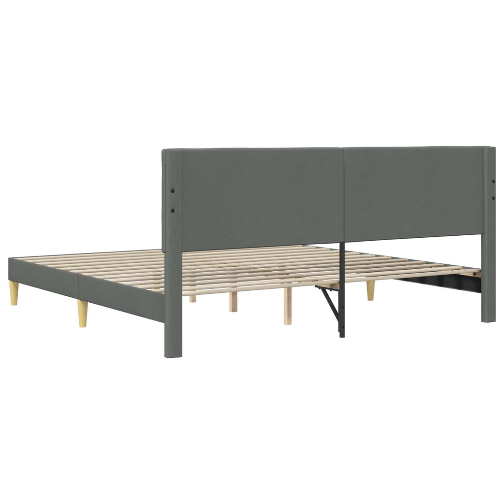 Estructura de cama con cabecera Gris oscuro 180 x 200 cm Tela