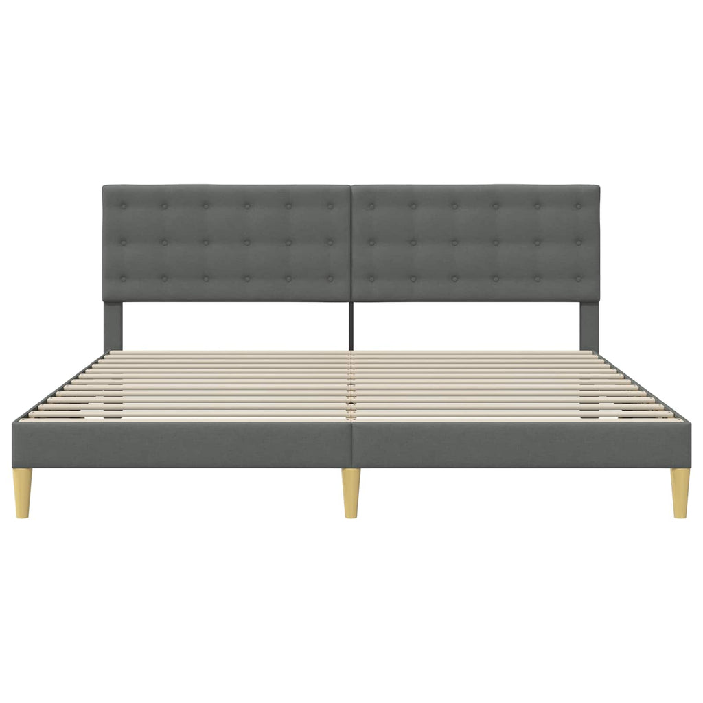Estructura de cama con cabecera Gris oscuro 180 x 200 cm Tela