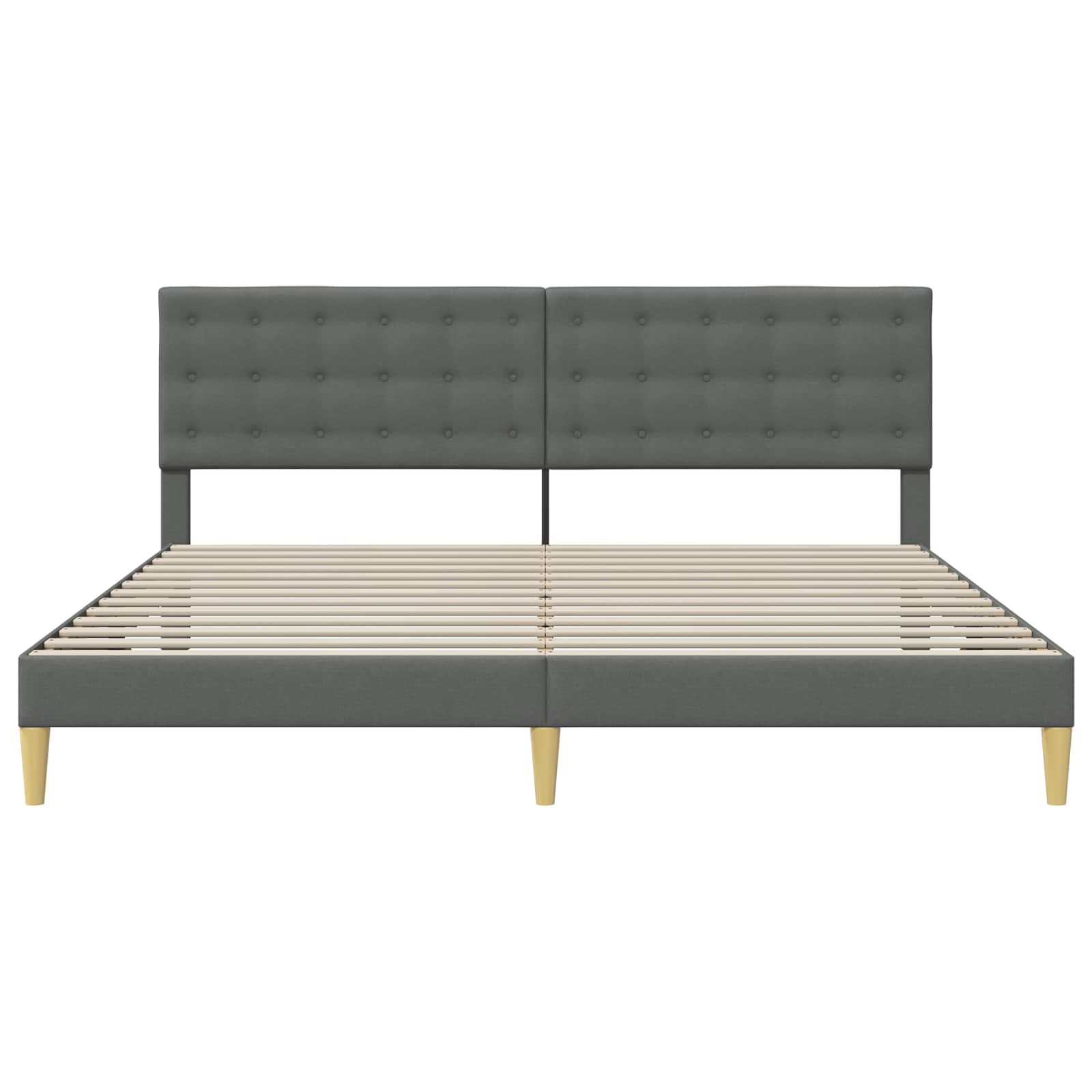 Estructura de cama con cabecera Gris oscuro 180 x 200 cm Tela