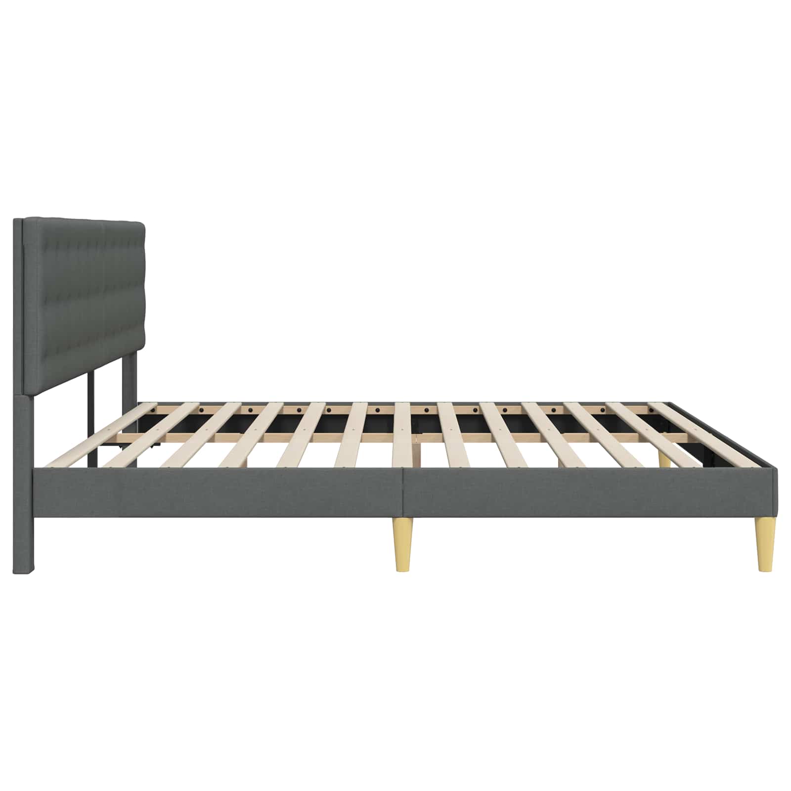 Estructura de cama con cabecera Gris oscuro 180 x 200 cm Tela