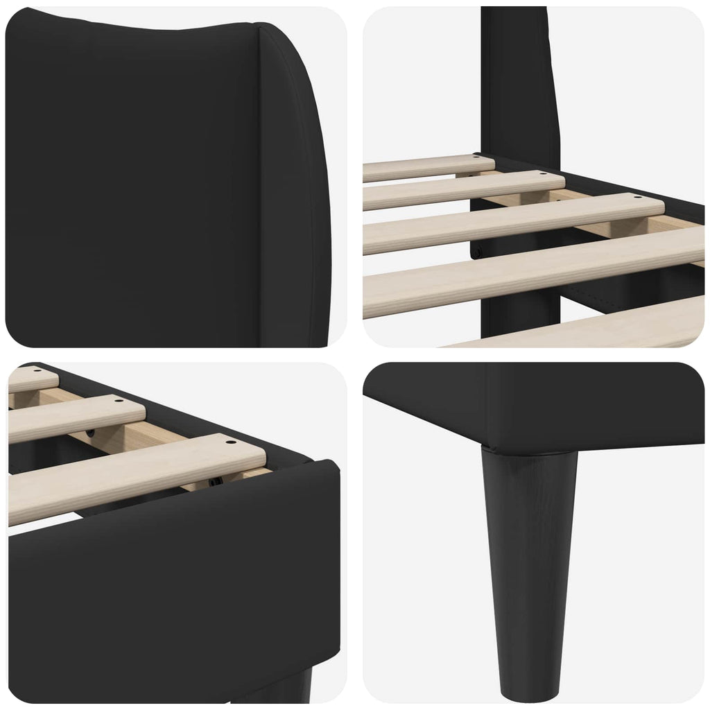 Estructura de cama Negro 180 x 200 cm Cuero sintético