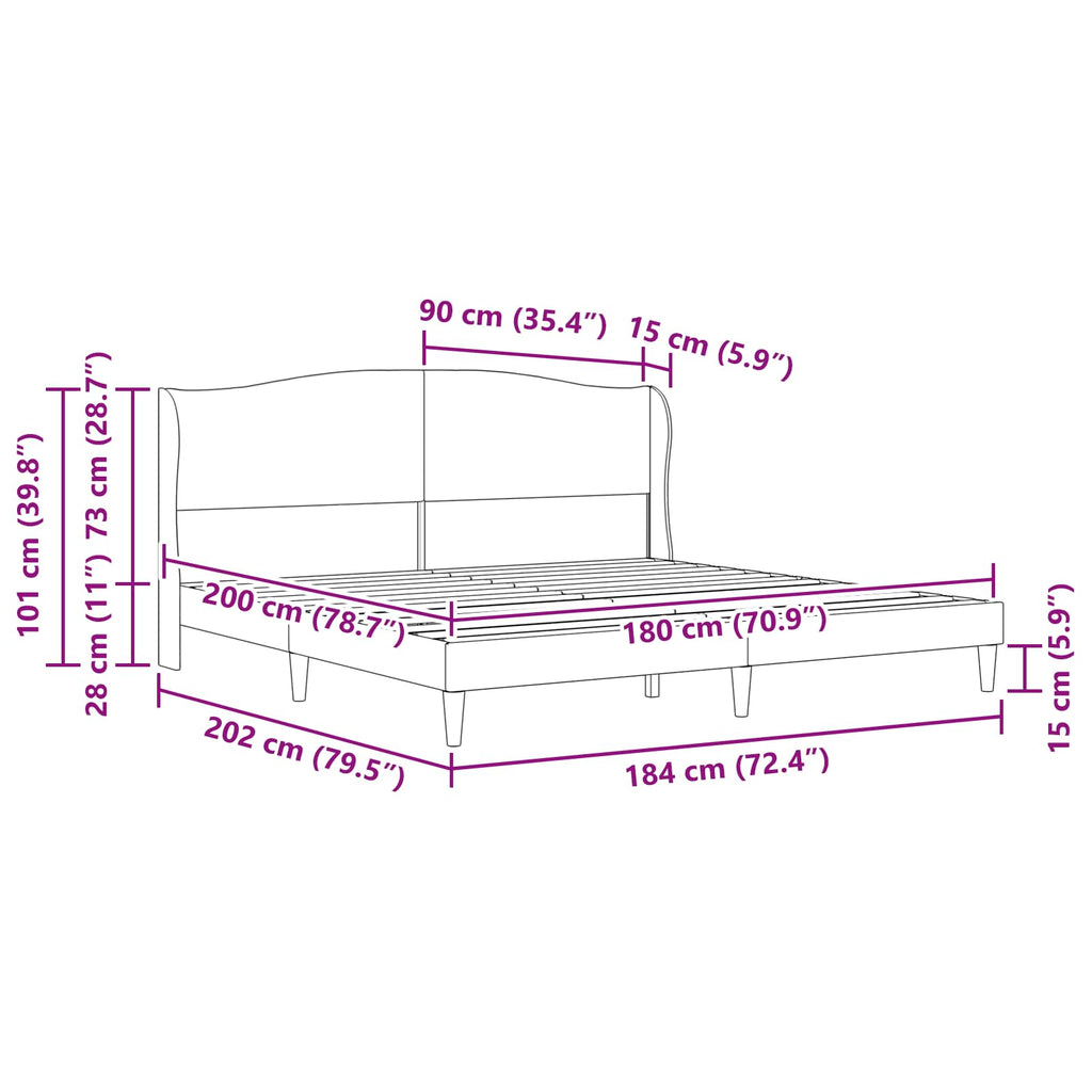 Estructura de cama Negro 180 x 200 cm Cuero sintético
