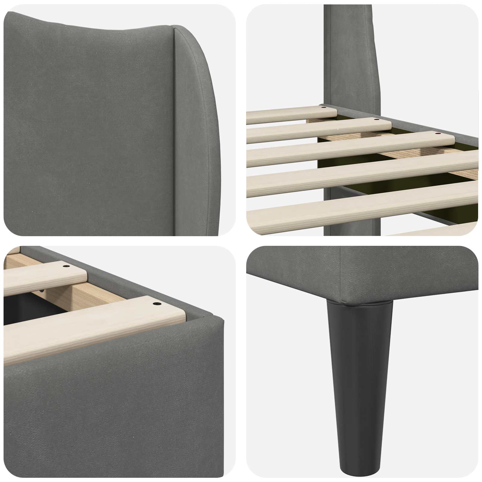 Estructura de cama Gris oscuro 180 x 200 cm Terciopelo
