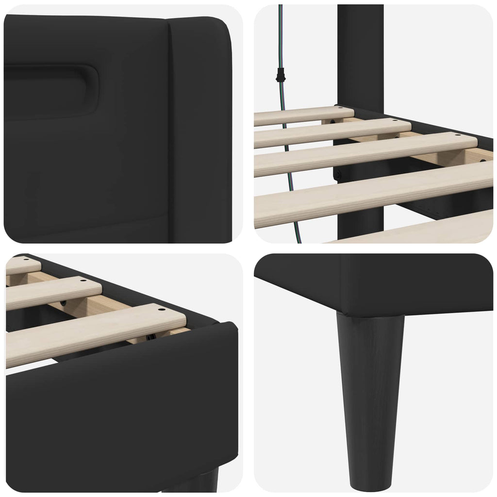 Estructura de cama Negro 180 x 200 cm Cuero sintético