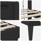 Estructura de cama Negro 180 x 200 cm Cuero sintético