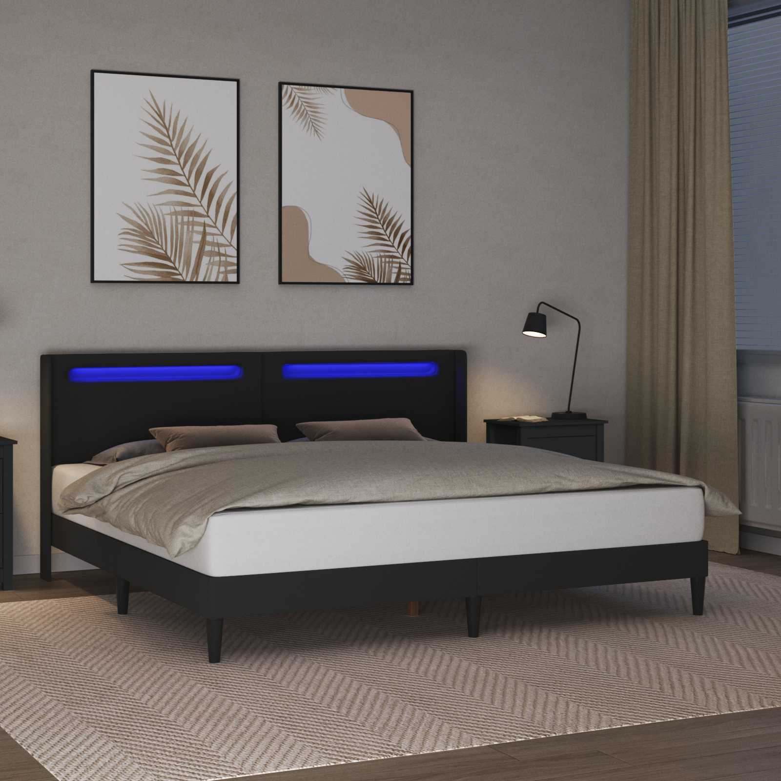 Estructura de cama Negro 180 x 200 cm Cuero sintético