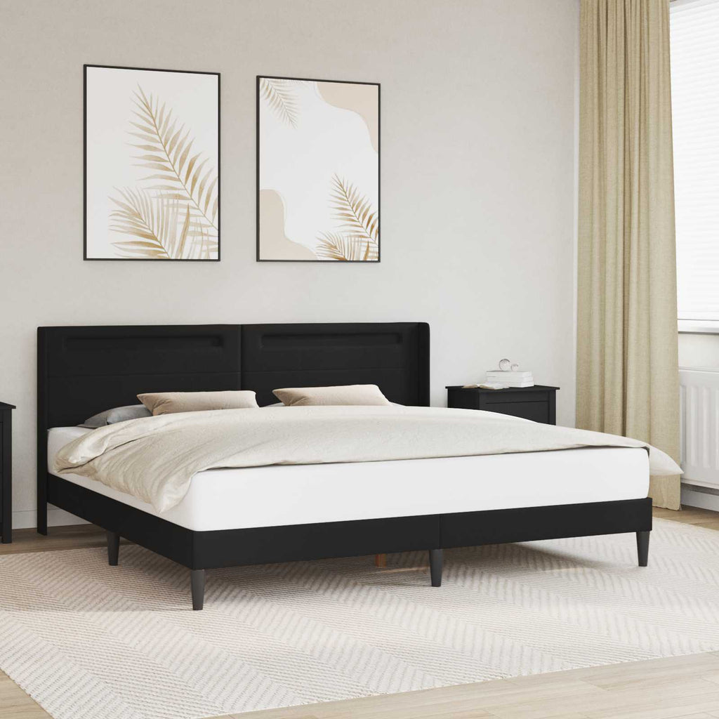 Estructura de cama Negro 180 x 200 cm Cuero sintético