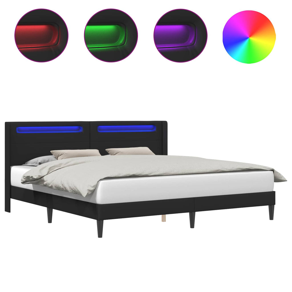 Estructura de cama Negro 180 x 200 cm Cuero sintético