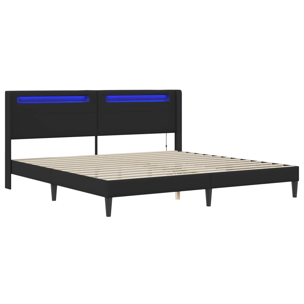 Estructura de cama Negro 180 x 200 cm Cuero sintético