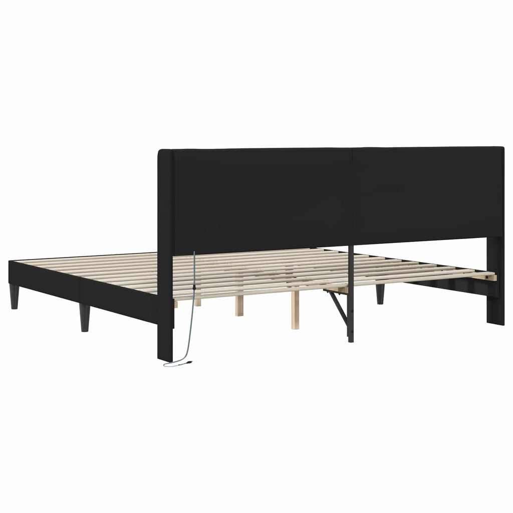 Estructura de cama Negro 180 x 200 cm Cuero sintético