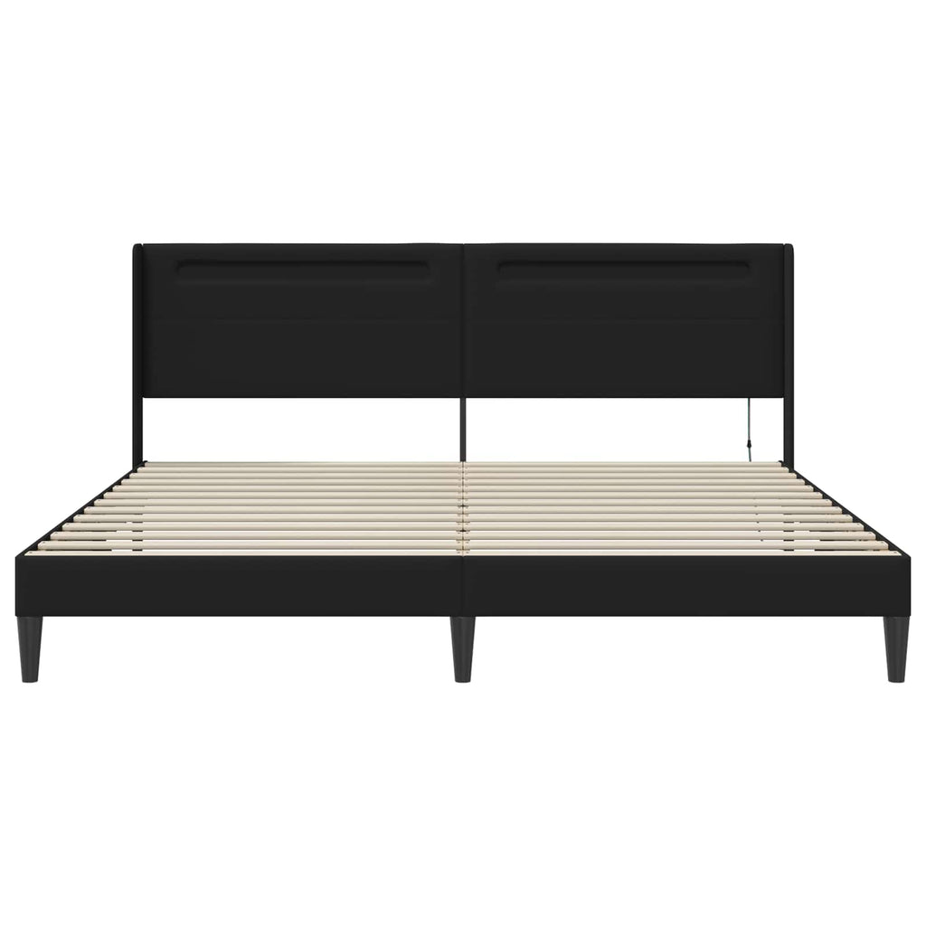Estructura de cama Negro 180 x 200 cm Cuero sintético