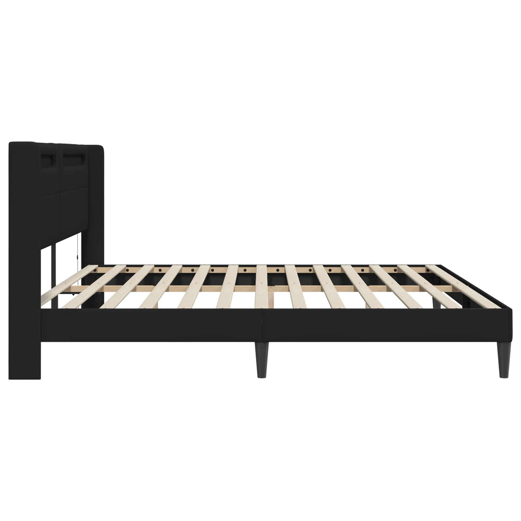 Estructura de cama Negro 180 x 200 cm Cuero sintético