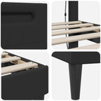 Estructura de cama Negro 180 x 200 cm Cuero sintético
