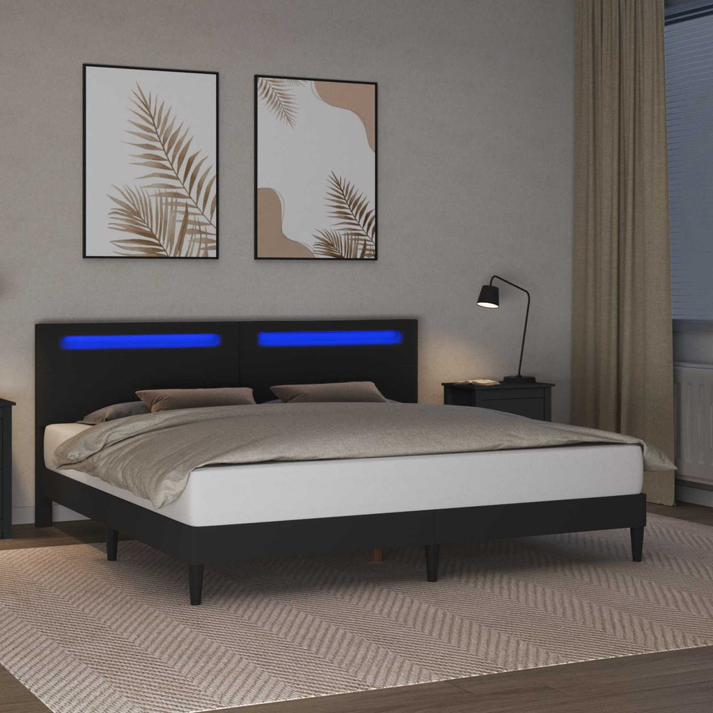Estructura de cama Negro 180 x 200 cm Cuero sintético