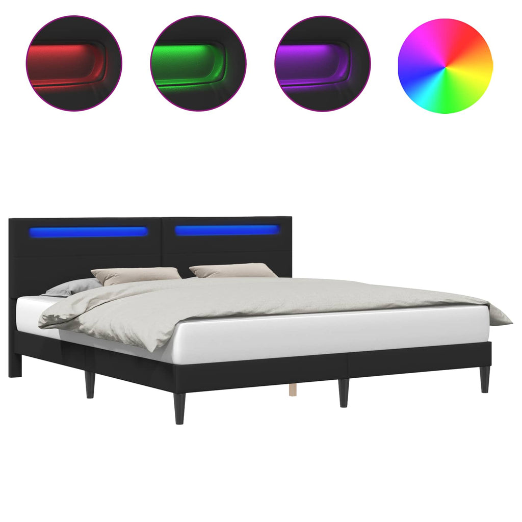 Estructura de cama Negro 180 x 200 cm Cuero sintético