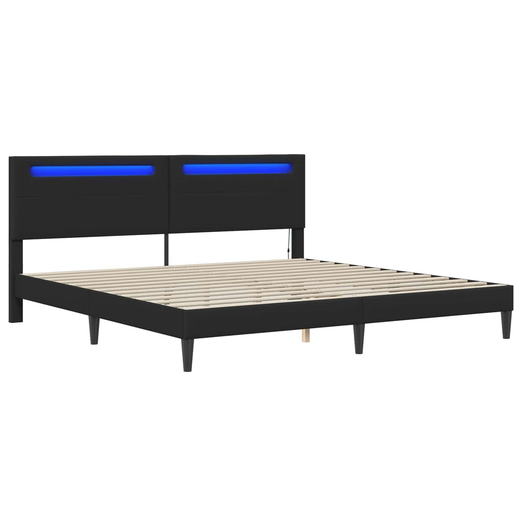 Estructura de cama Negro 180 x 200 cm Cuero sintético