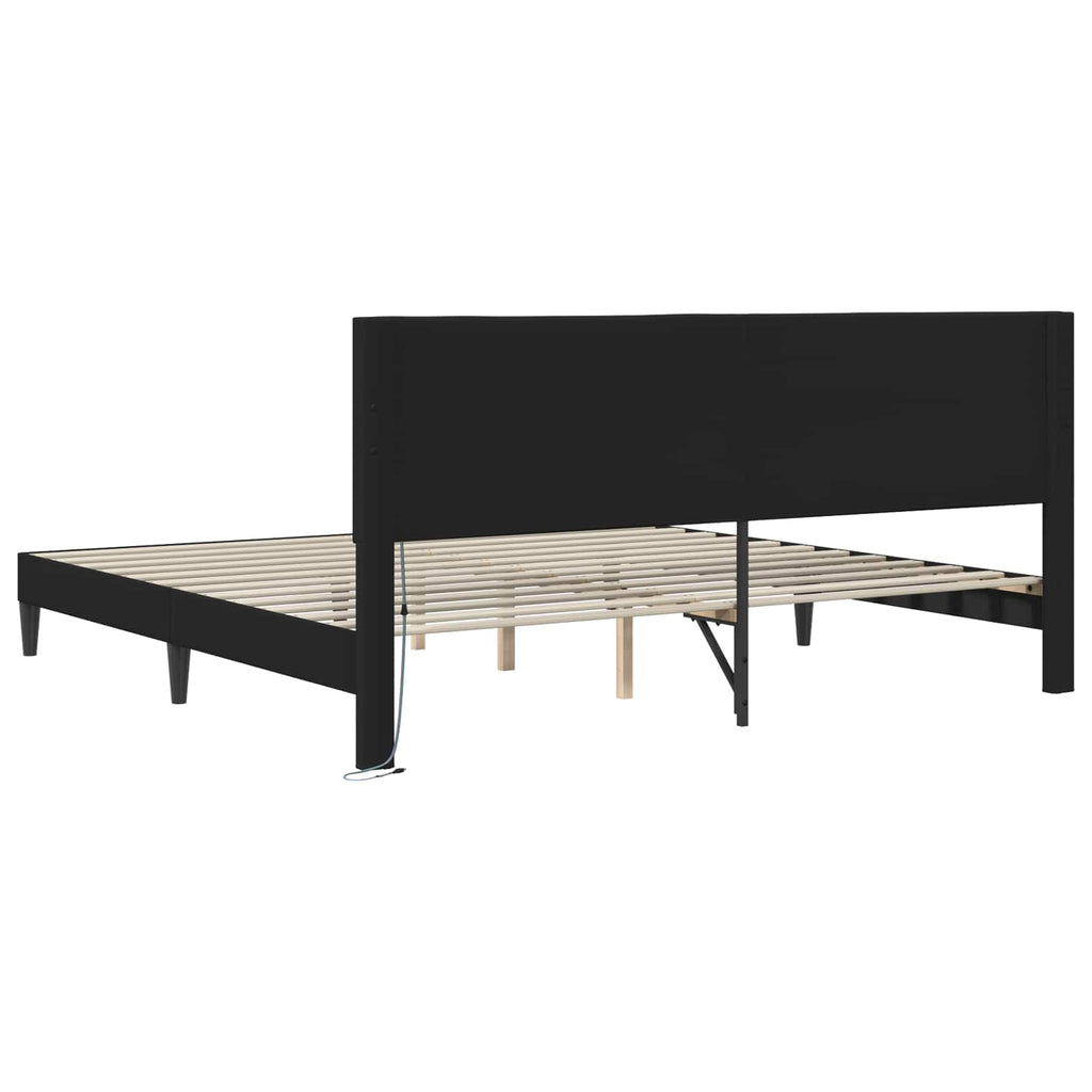 Estructura de cama Negro 180 x 200 cm Cuero sintético