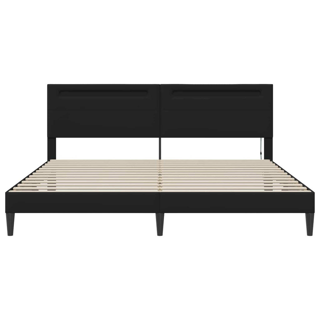 Estructura de cama Negro 180 x 200 cm Cuero sintético